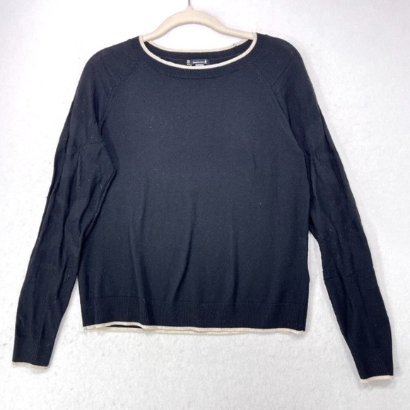 Smartwool Sweater Women Small Black Edgewood Crew Merino Wool L Textured Sleeves - Picture 1 of 5